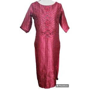 Soulmate Kurta Silk Embroidered Embellished Side Slits Size Medium India